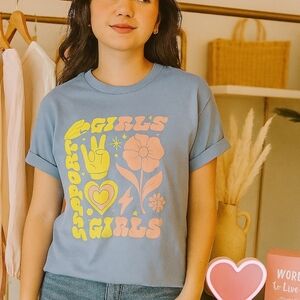 Wonder Nation Graphic Tee in Blue with Yellow and Pink Accents